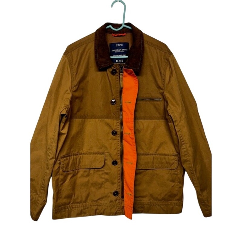 Vintage American Eagle Field Jacket Mens XL Brown Corduroy Accents 100% Cotton